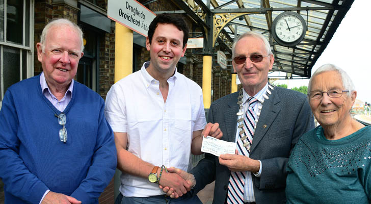 Donal O' Meara, President of Malahide Lions Club pictured with Austin Campbell and Ide Lenihan of Drogheda Civic Trust after handing over cheque for €1,000